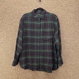 GAP‎ Mens Flannel Shirt Size M Black Watch Button Down Big Shirt Plaid Button Up